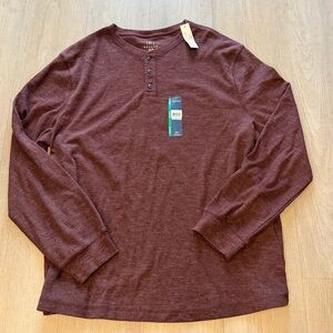 George men ’s thermal super soft henley long sleeve XL, russet red color